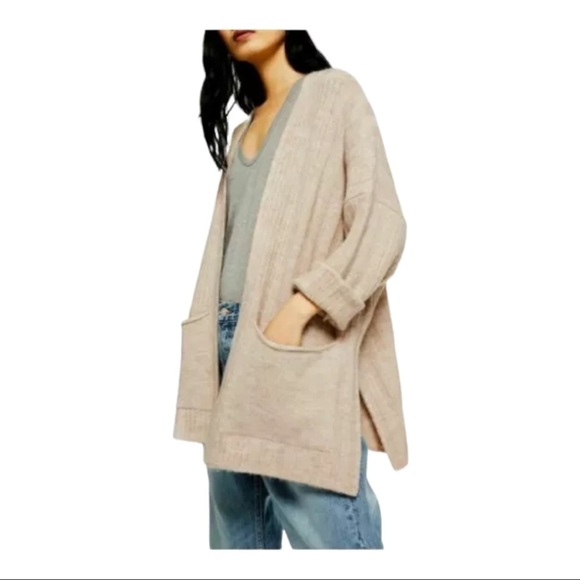 topshop  oversized tan open front sweater - Picture 2 of 10